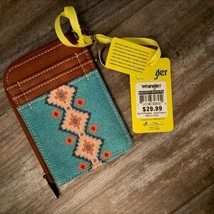 Wrangler Tan Leather Card Holder with Keyring